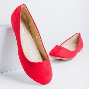 Bella Marie Kids Classic Comfy Insole Suede Ballet Flats - Red - Size 11